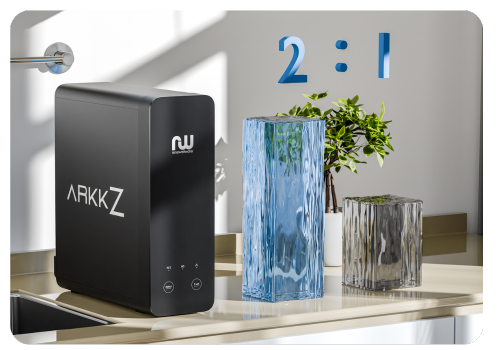 Eco-friendly water purifier reduces waste water while delivering unlimited clean drinking water.